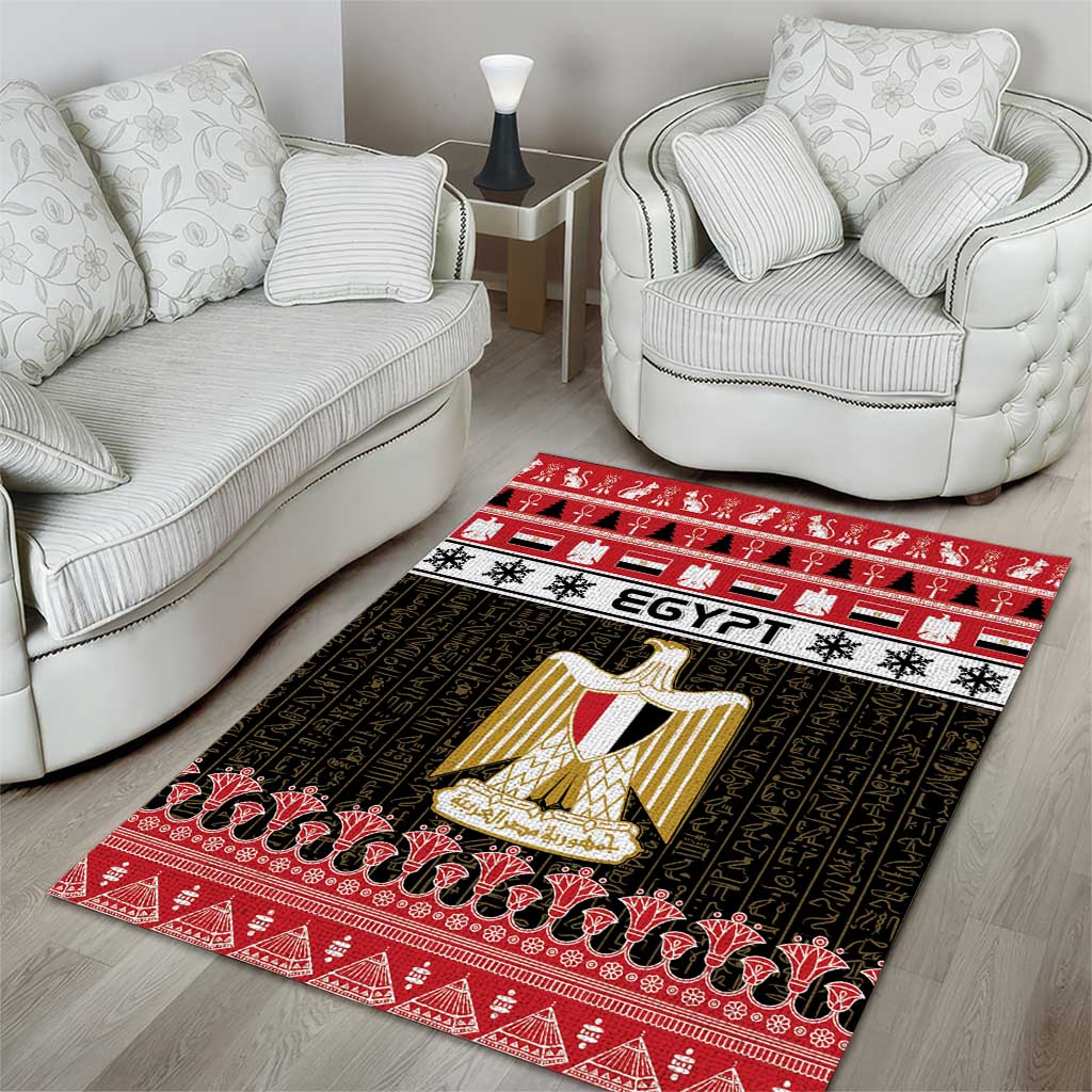 Afro Egypt Christmas Area Rug Coat Of Arms Mix Egyptian Pattern LT15