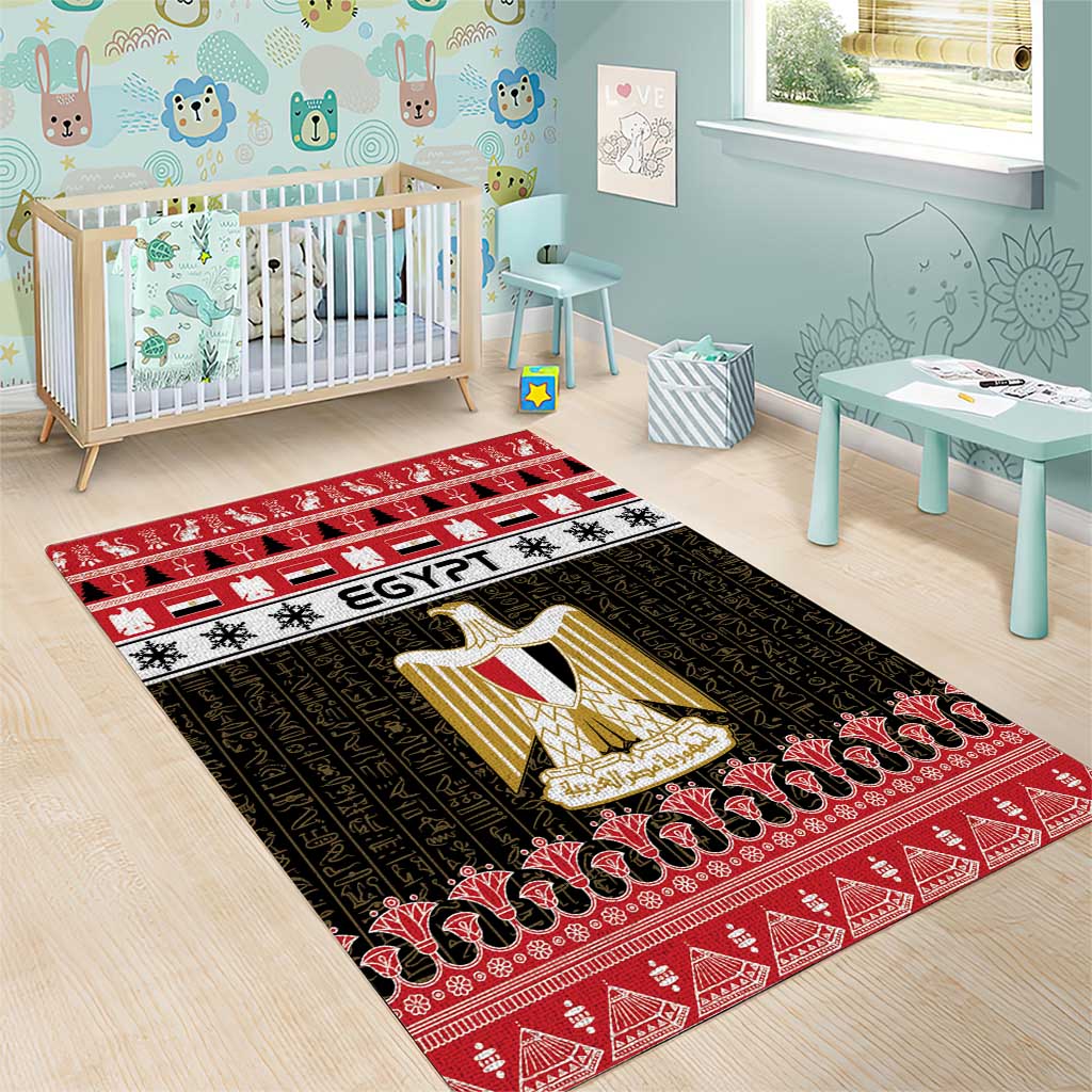 Afro Egypt Christmas Area Rug Coat Of Arms Mix Egyptian Pattern LT15