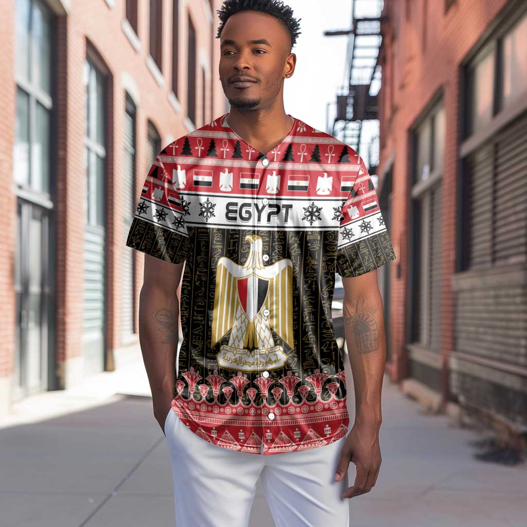 Afro Egypt Christmas Baseball Jersey Coat Of Arms Mix Egyptian Pattern LT15