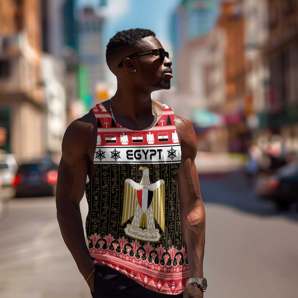 Afro Egypt Christmas Men Tank Top Coat Of Arms Mix Egyptian Pattern LT15