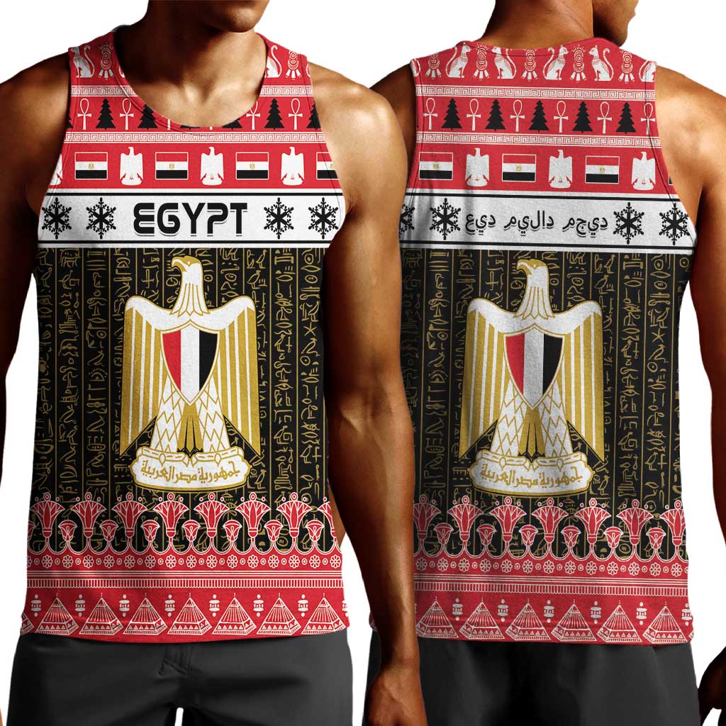 Afro Egypt Christmas Men Tank Top Coat Of Arms Mix Egyptian Pattern LT15