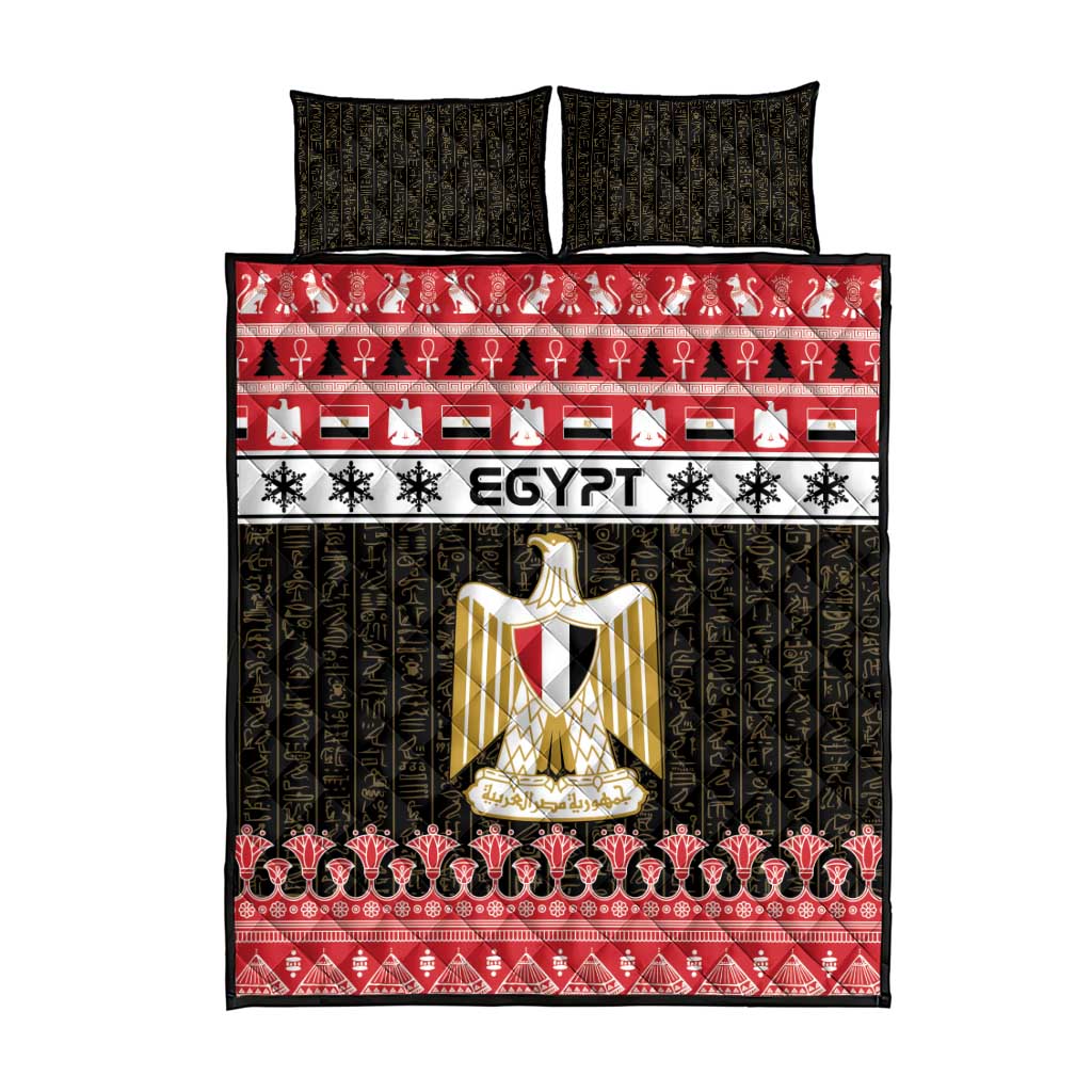 Afro Egypt Christmas Quilt Bed Set Coat Of Arms Mix Egyptian Pattern LT15