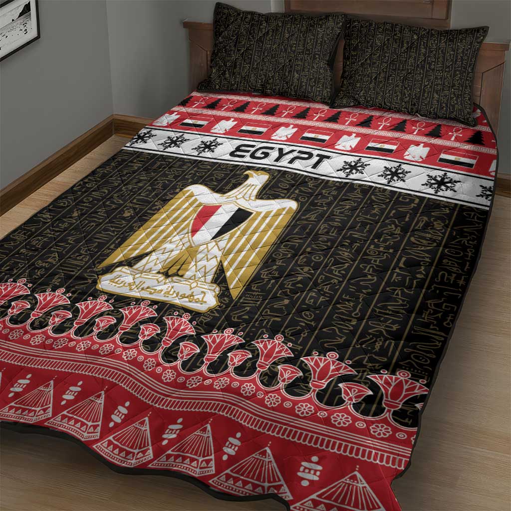 Afro Egypt Christmas Quilt Bed Set Coat Of Arms Mix Egyptian Pattern LT15