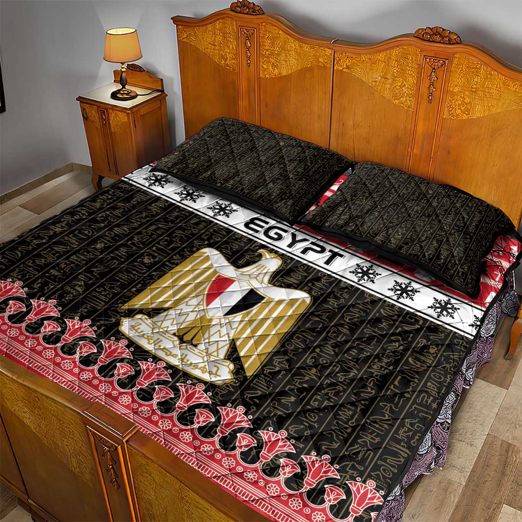 Afro Egypt Christmas Quilt Bed Set Coat Of Arms Mix Egyptian Pattern LT15