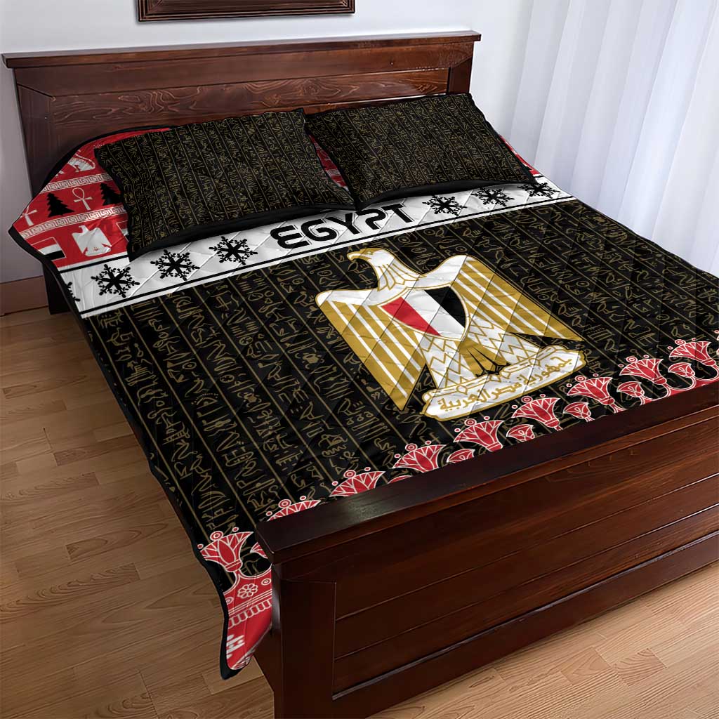 Afro Egypt Christmas Quilt Bed Set Coat Of Arms Mix Egyptian Pattern LT15