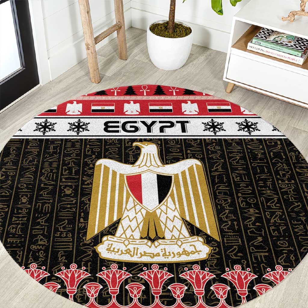 Afro Egypt Christmas Round Carpet Coat Of Arms Mix Egyptian Pattern LT15