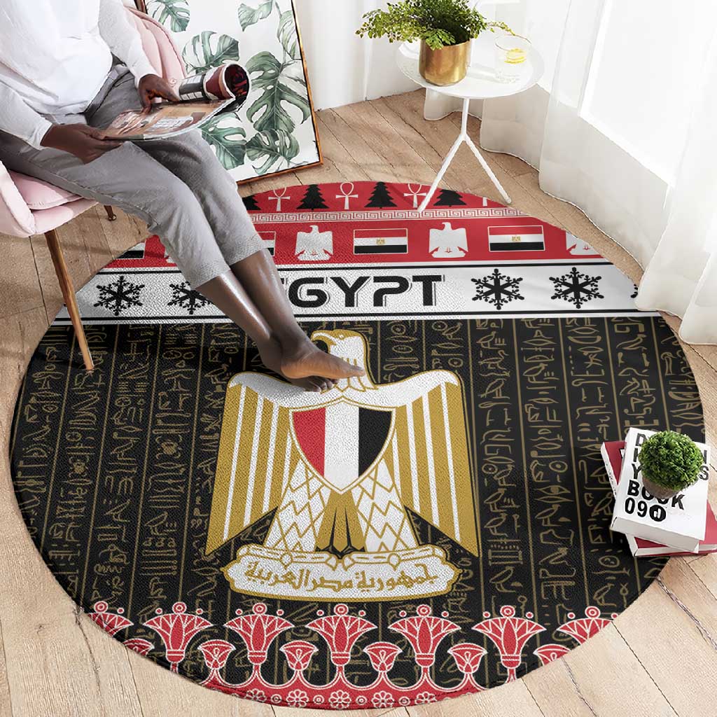Afro Egypt Christmas Round Carpet Coat Of Arms Mix Egyptian Pattern LT15