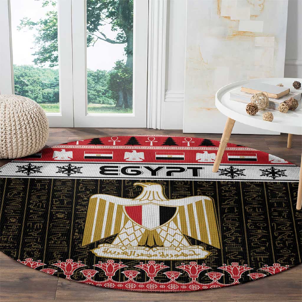 Afro Egypt Christmas Round Carpet Coat Of Arms Mix Egyptian Pattern LT15