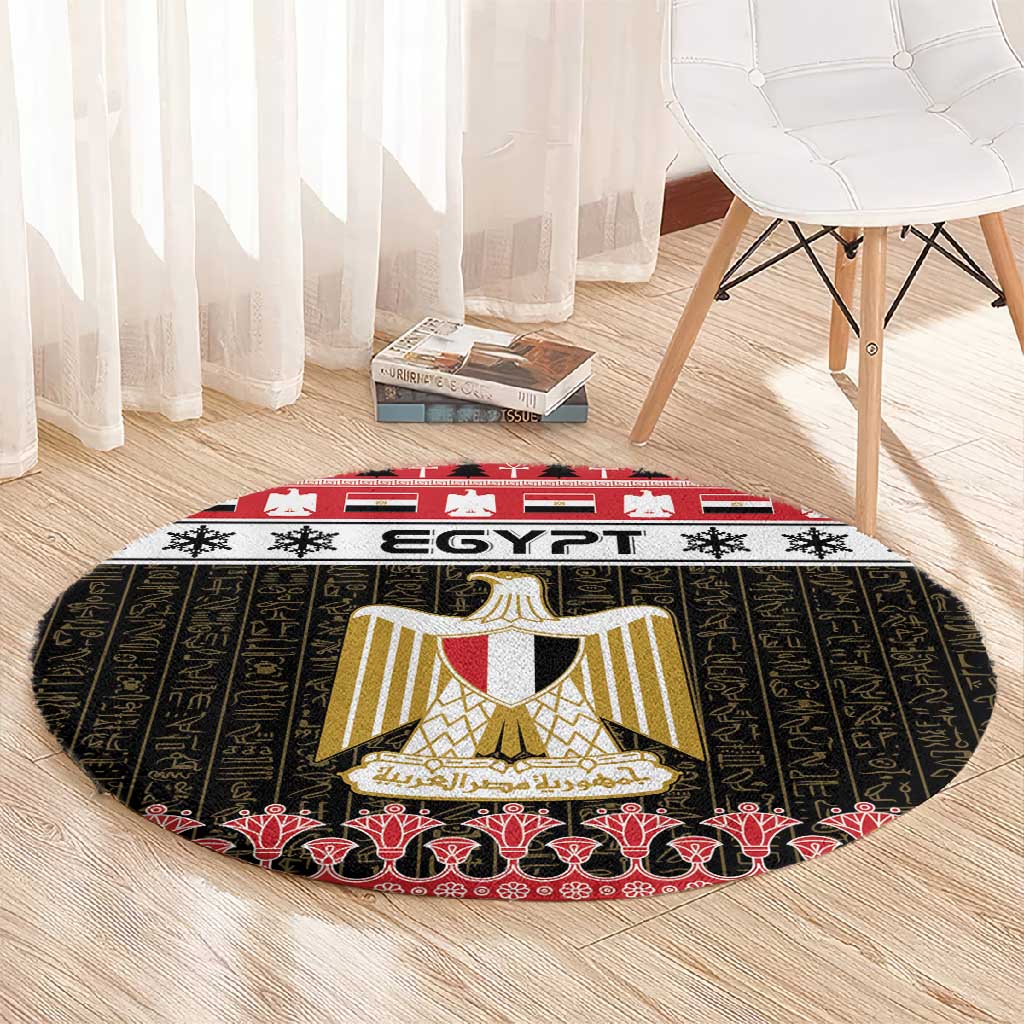 Afro Egypt Christmas Round Carpet Coat Of Arms Mix Egyptian Pattern LT15