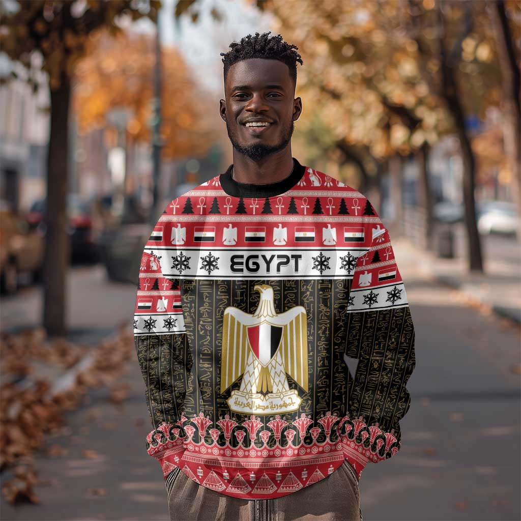 Afro Egypt Christmas Sweatshirt Coat Of Arms Mix Egyptian Pattern LT15