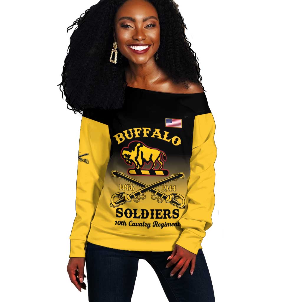 Personalized Afro-Americans Buffalo Soldiers Off Shoulder Sweater 10th Cavalry Regiment LT15
