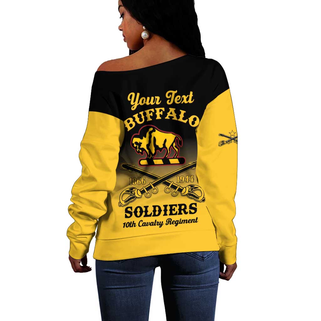 Personalized Afro-Americans Buffalo Soldiers Off Shoulder Sweater 10th Cavalry Regiment LT15