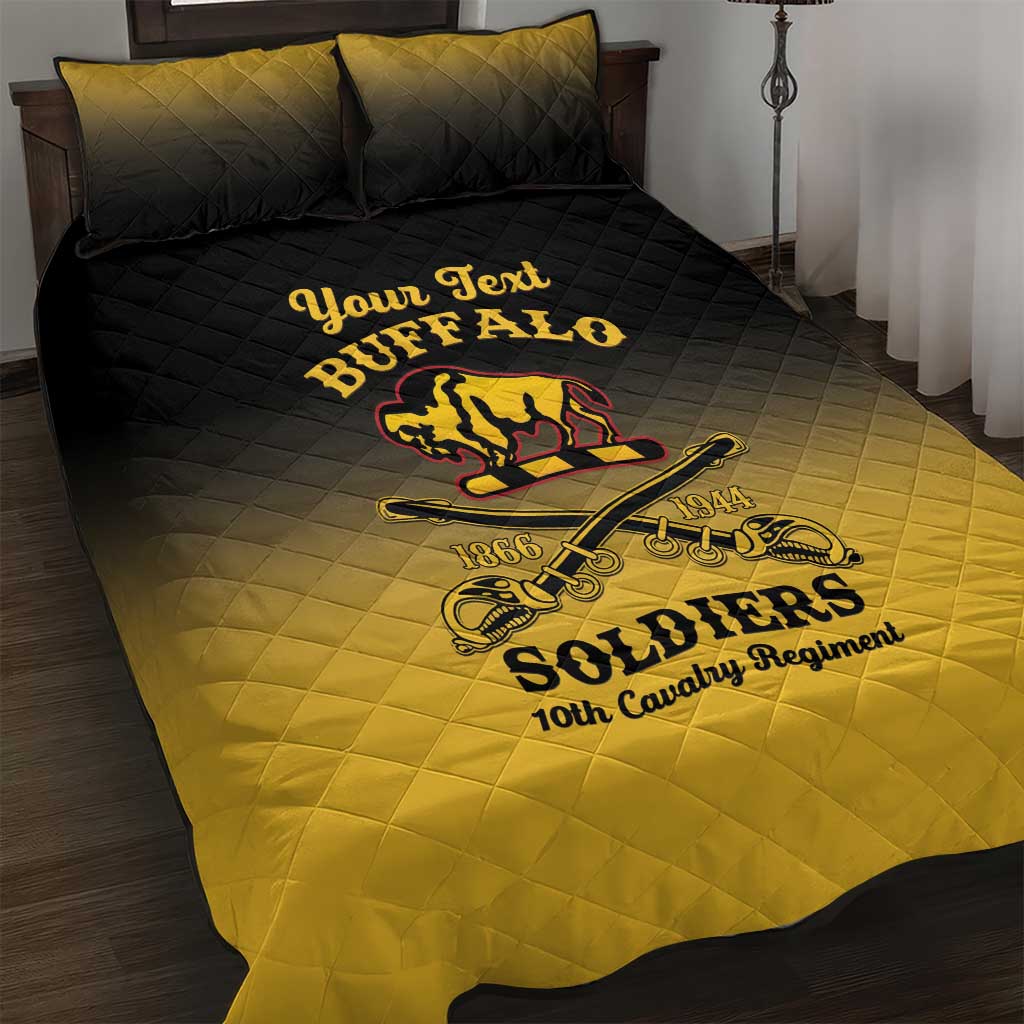 Personalized Afro-Americans Buffalo Soldiers Quilt Bed Set 10th Cavalry Regiment LT15