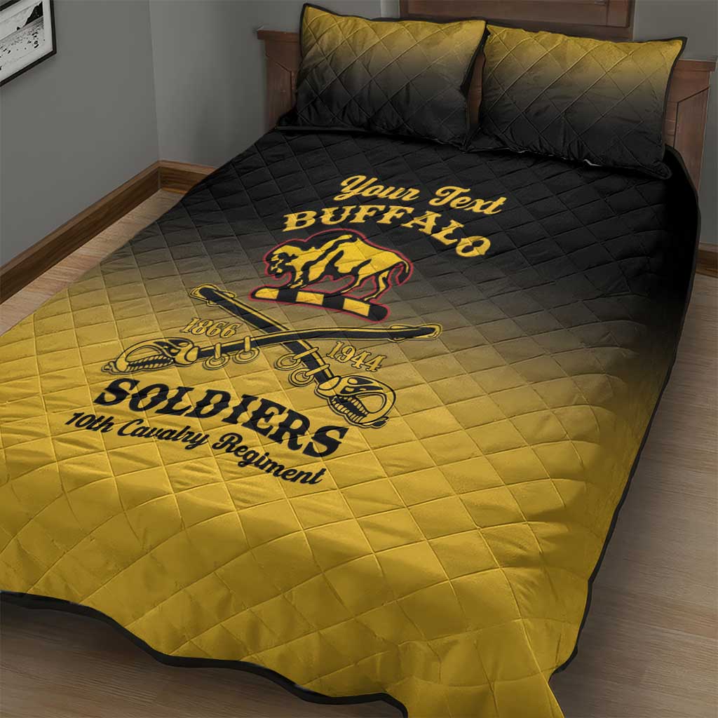 Personalized Afro-Americans Buffalo Soldiers Quilt Bed Set 10th Cavalry Regiment LT15