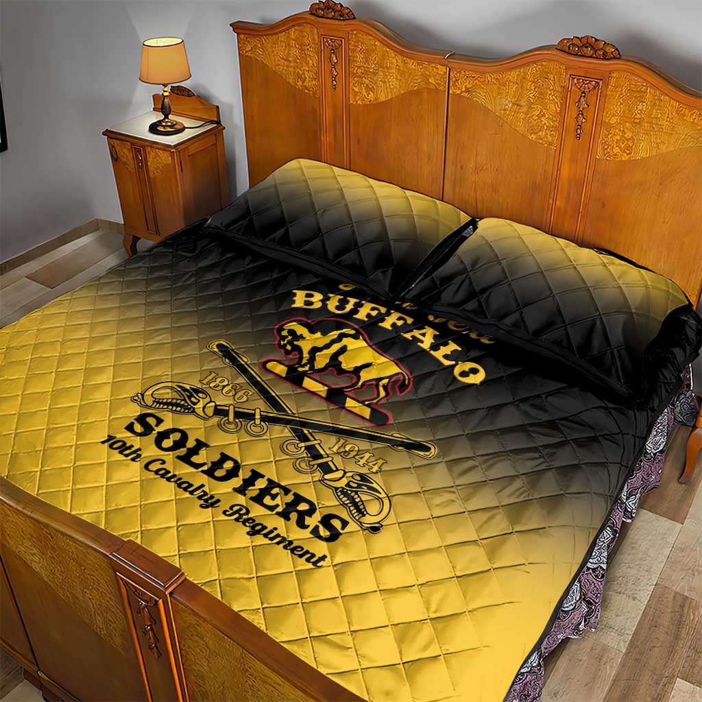 Personalized Afro-Americans Buffalo Soldiers Quilt Bed Set 10th Cavalry Regiment LT15