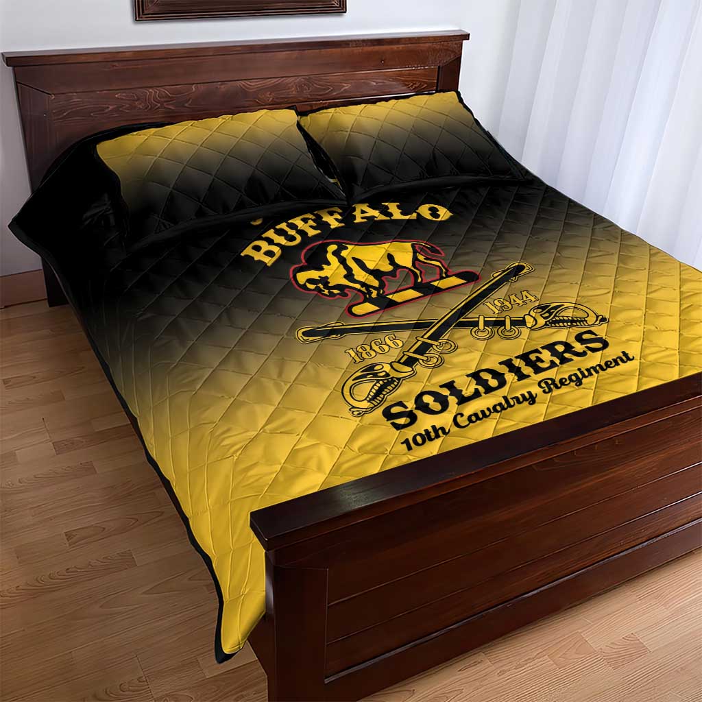 Personalized Afro-Americans Buffalo Soldiers Quilt Bed Set 10th Cavalry Regiment LT15