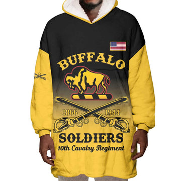 Personalized Afro-Americans Buffalo Soldiers Wearable Blanket Hoodie 10th Cavalry Regiment LT15