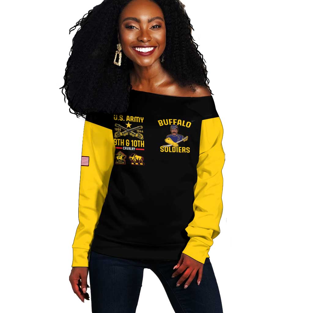 Afro-Americans Buffalo Soldiers Off Shoulder Sweater 9th and 10th Cavalry Regiment LT15