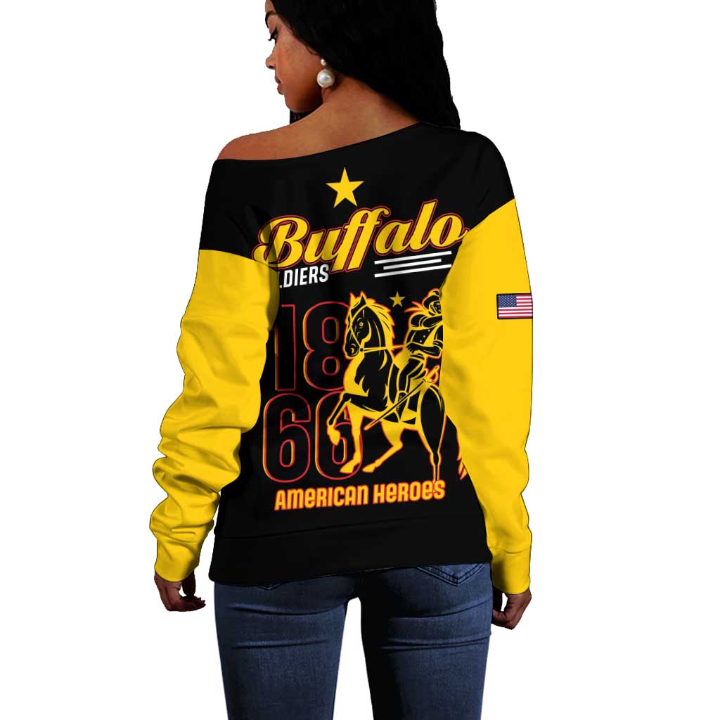 Afro-Americans Buffalo Soldiers Off Shoulder Sweater 9th and 10th Cavalry Regiment LT15