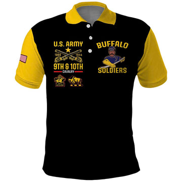 Buffalo Soldiers 9th and 10th Cavalry Polo Shirt American Heroes LT15