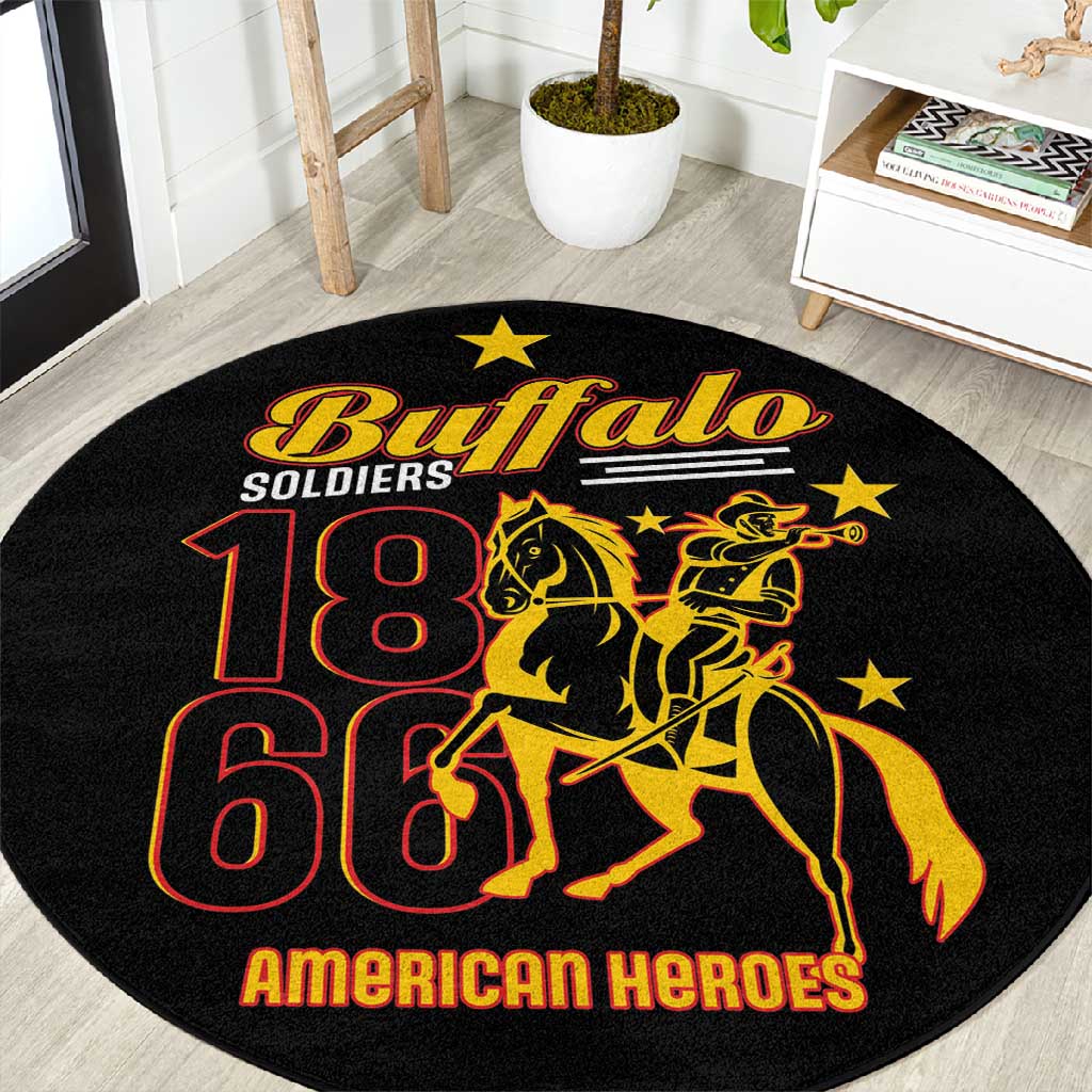 Afro-Americans Buffalo Soldiers Round Carpet 9th and 10th Cavalry Regiment LT15