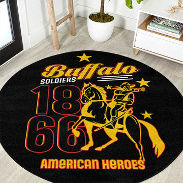 Afro-Americans Buffalo Soldiers Round Carpet 9th and 10th Cavalry Regiment LT15