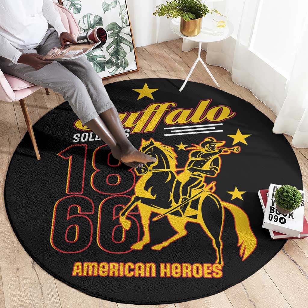 Afro-Americans Buffalo Soldiers Round Carpet 9th and 10th Cavalry Regiment LT15