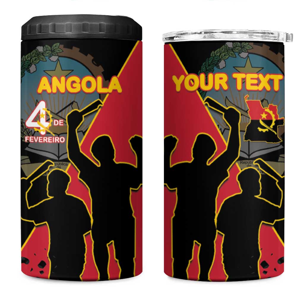 Personalized 4 De Fevereiro Angola 4 in 1 Can Cooler Tumbler Coat Of Arms Style LT15