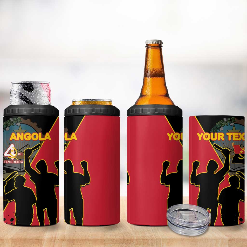 Personalized 4 De Fevereiro Angola 4 in 1 Can Cooler Tumbler Coat Of Arms Style LT15