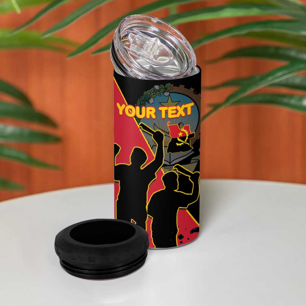 Personalized 4 De Fevereiro Angola 4 in 1 Can Cooler Tumbler Coat Of Arms Style LT15