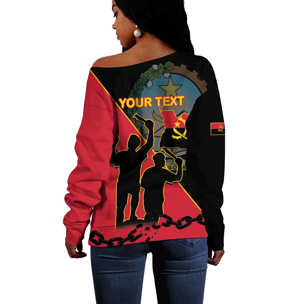 Personalized 4 De Fevereiro Angola Off Shoulder Sweater Coat Of Arms Style LT15