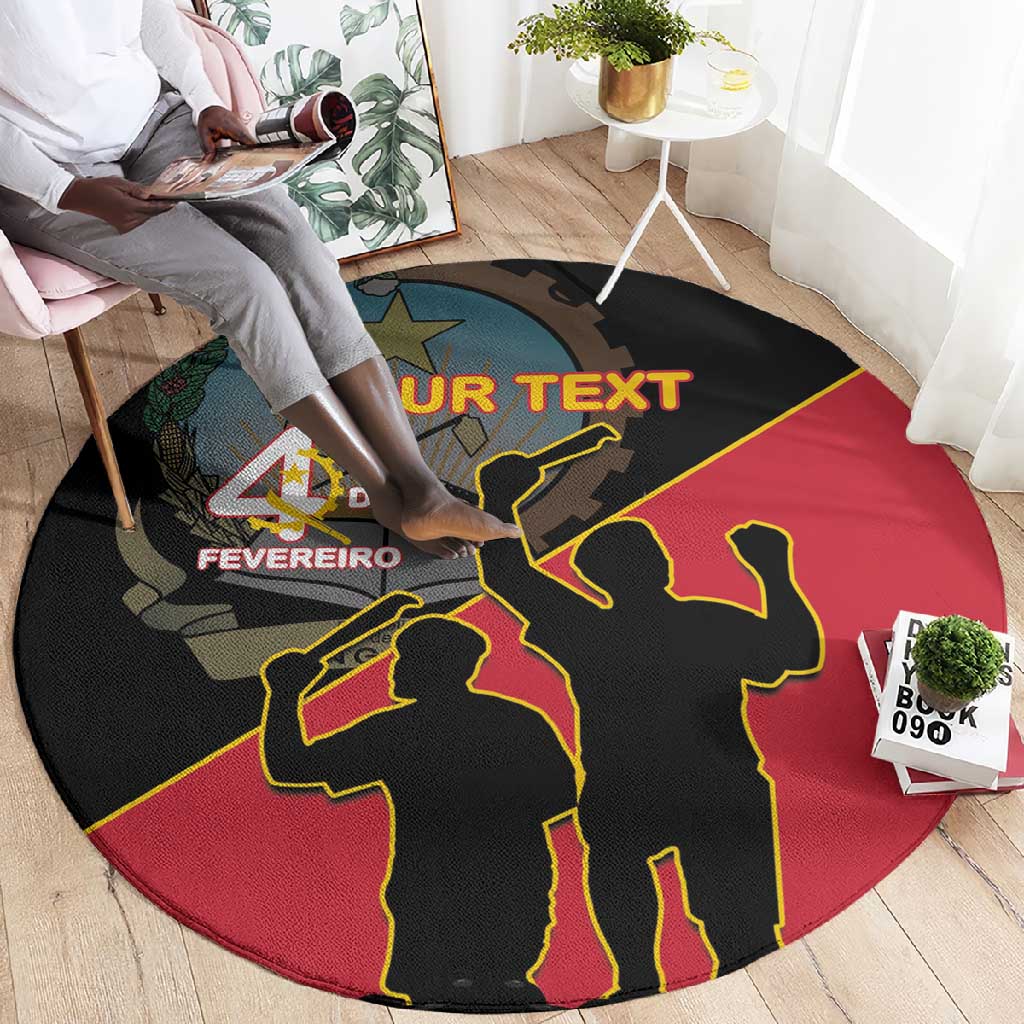 Personalized 4 De Fevereiro Angola Round Carpet Coat Of Arms Style LT15