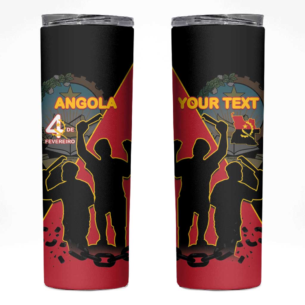 Personalized 4 De Fevereiro Angola Skinny Tumbler Coat Of Arms Style LT15