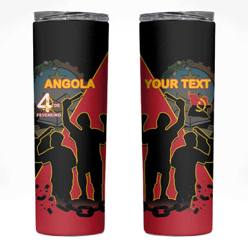 Personalized 4 De Fevereiro Angola Skinny Tumbler Coat Of Arms Style LT15