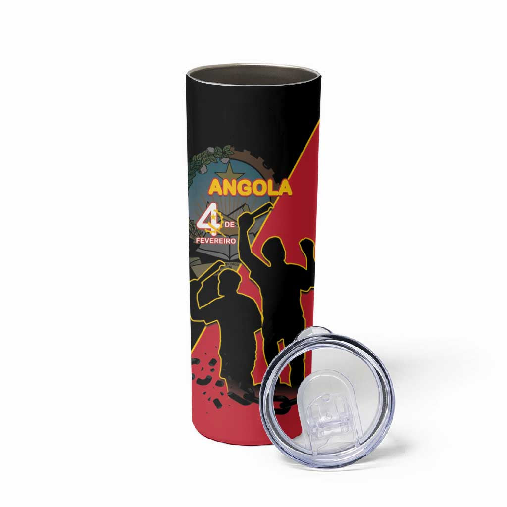 Personalized 4 De Fevereiro Angola Skinny Tumbler Coat Of Arms Style LT15