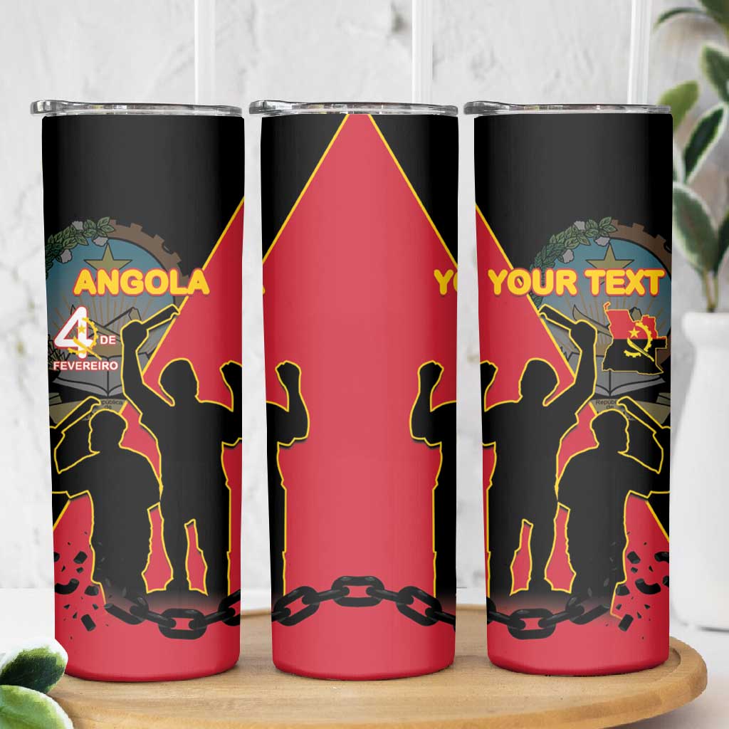 Personalized 4 De Fevereiro Angola Skinny Tumbler Coat Of Arms Style LT15