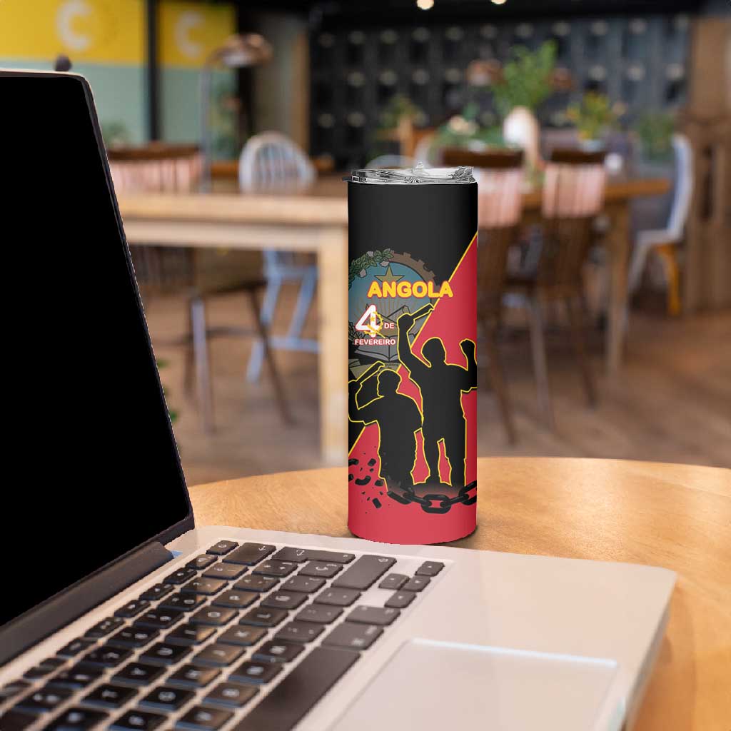 Personalized 4 De Fevereiro Angola Skinny Tumbler Coat Of Arms Style LT15