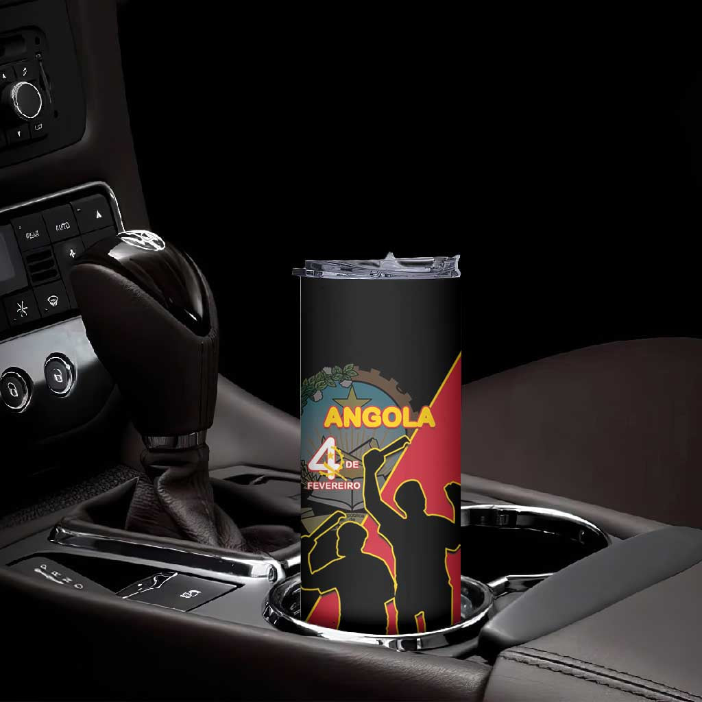 Personalized 4 De Fevereiro Angola Skinny Tumbler Coat Of Arms Style LT15