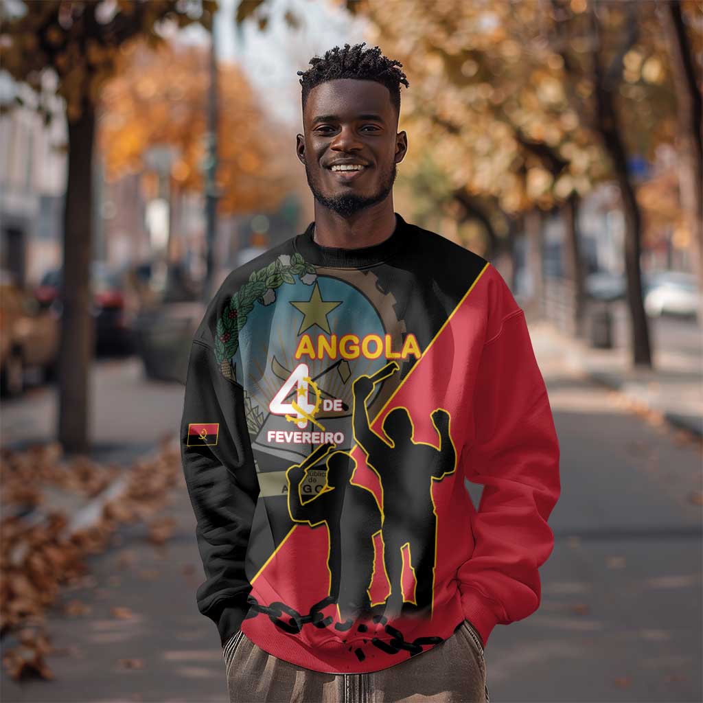 Personalized 4 De Fevereiro Angola Sweatshirt Coat Of Arms Style LT15