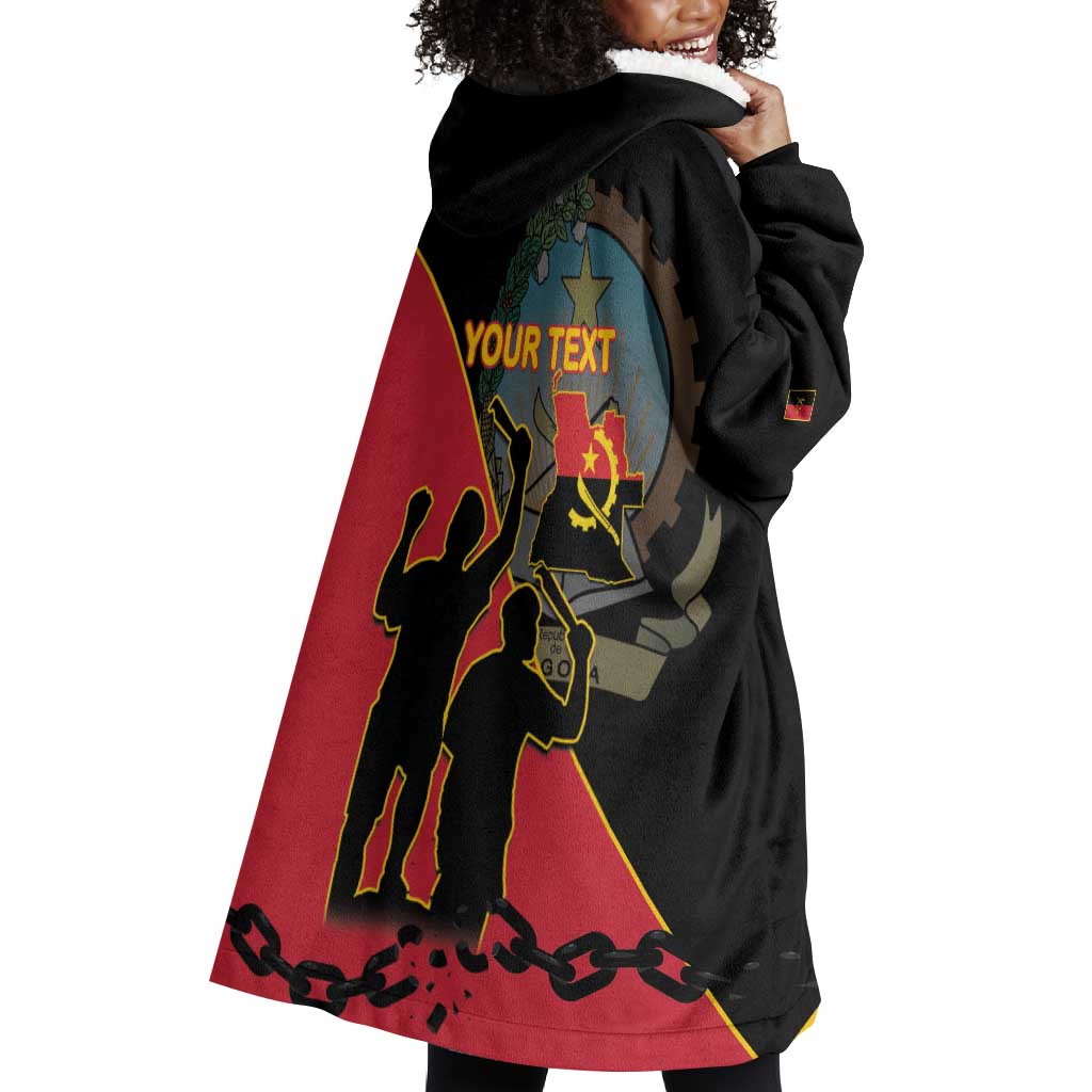 Personalized 4 De Fevereiro Angola Wearable Blanket Hoodie Coat Of Arms Style LT15