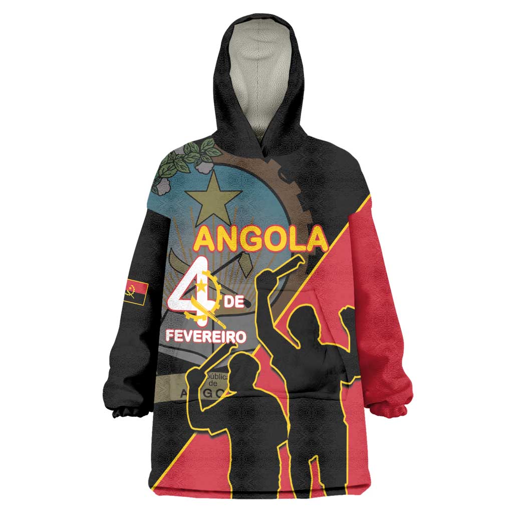 Personalized 4 De Fevereiro Angola Wearable Blanket Hoodie Coat Of Arms Style LT15