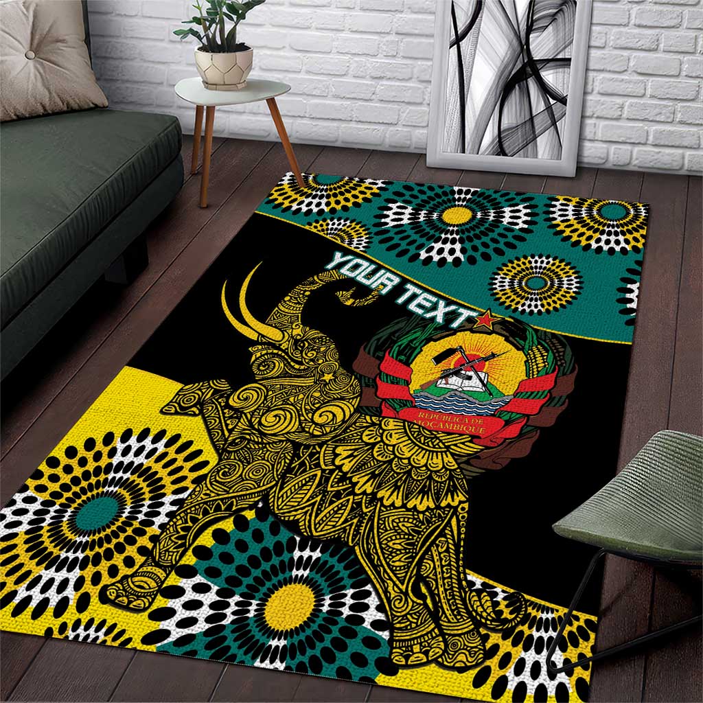Personalized Mozambique Area Rug African Elephant With Capunala Pattern LT15