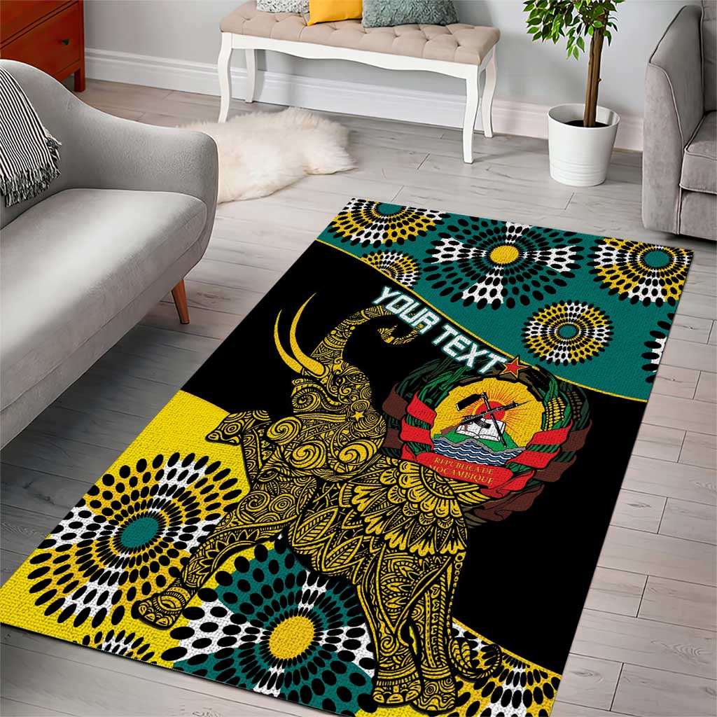 Personalized Mozambique Area Rug African Elephant With Capunala Pattern LT15