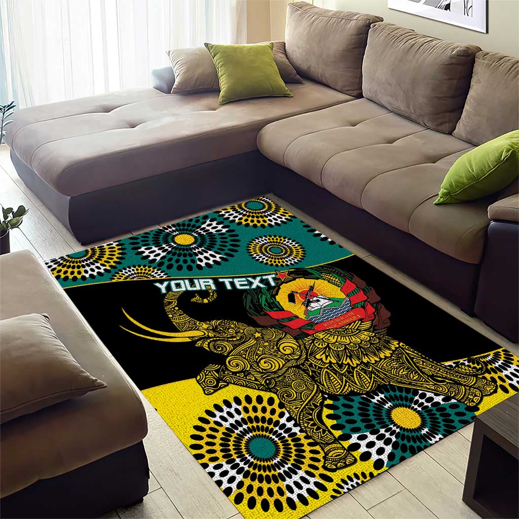 Personalized Mozambique Area Rug African Elephant With Capunala Pattern LT15
