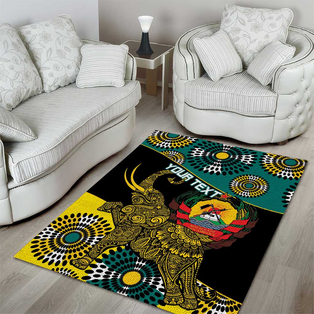 Personalized Mozambique Area Rug African Elephant With Capunala Pattern LT15