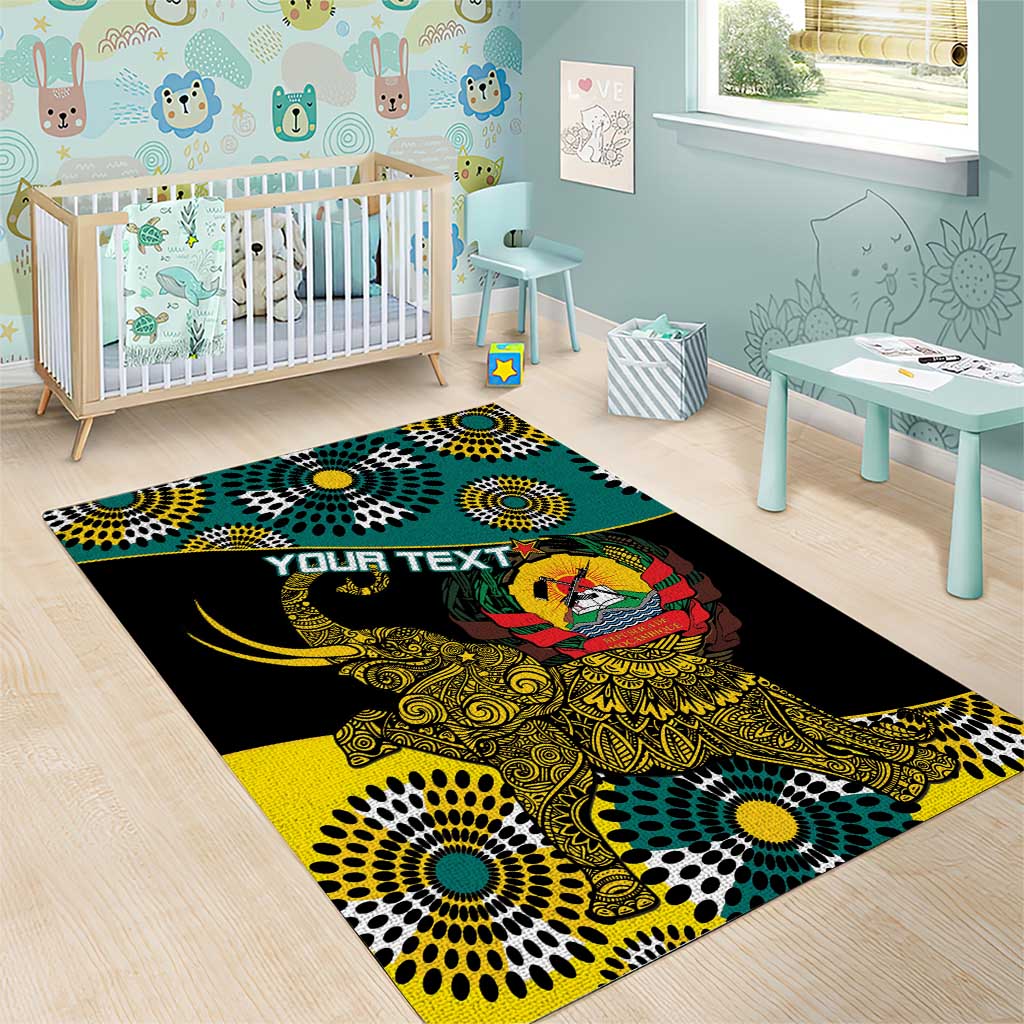 Personalized Mozambique Area Rug African Elephant With Capunala Pattern LT15