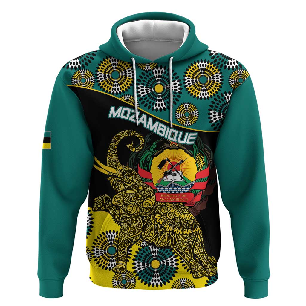 Personalised Mozambique Hoodie African Elephant With Coat Of Arms LT15