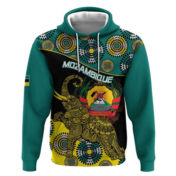 Personalised Mozambique Hoodie African Elephant With Coat Of Arms LT15
