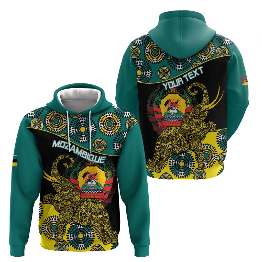 Personalised Mozambique Hoodie African Elephant With Coat Of Arms LT15