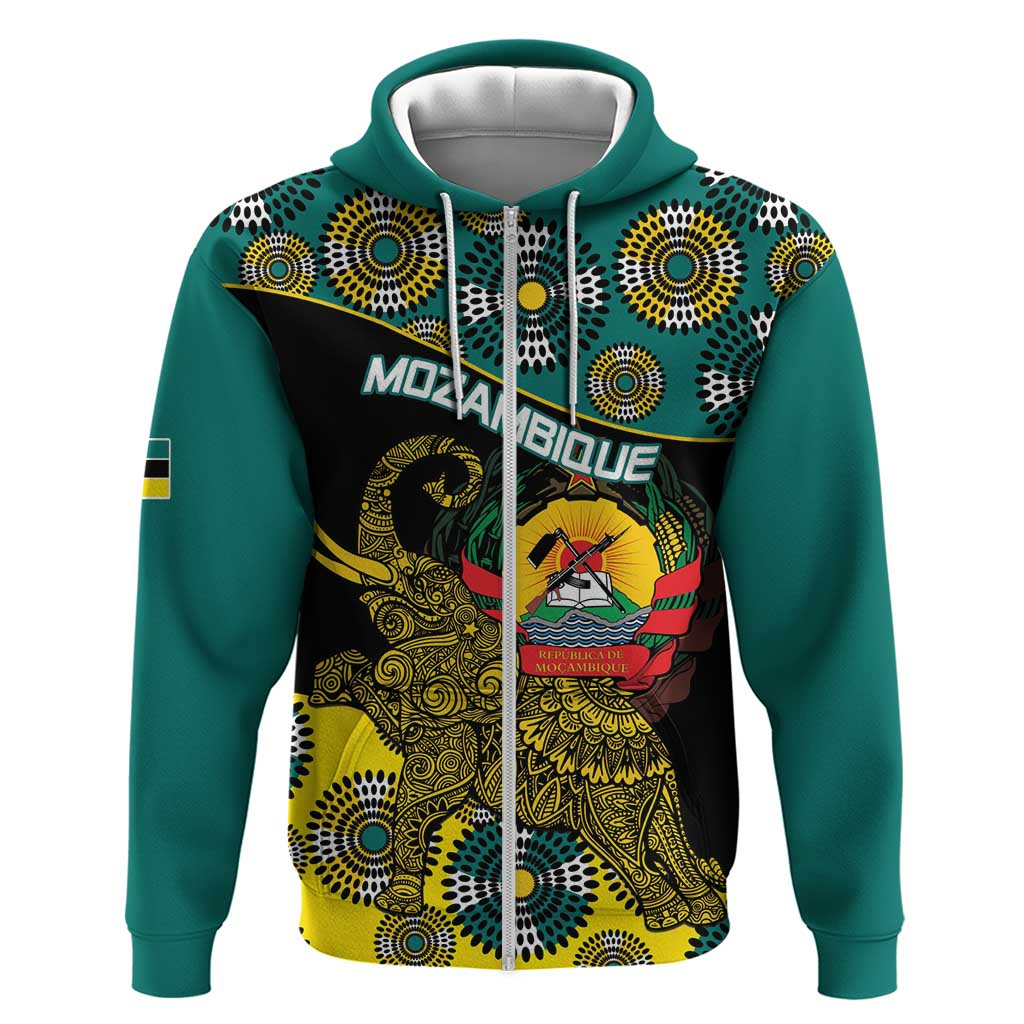 Personalised Mozambique Hoodie African Elephant With Coat Of Arms LT15